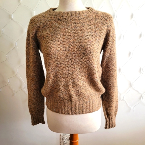Vintage Anne Klein Sweater •Boucle Knit• Dark Tan • Minimalist • Small - Picture 1 of 7